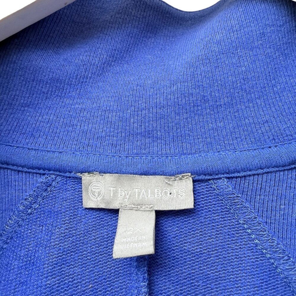 Talbots French Terry Jacket Womens Plus Size 2X Blue Full Zip Sweatshirt - Picture 9 of 11